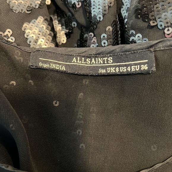 All Saints Lattice Sheer Black Sequins Top Size 4US - Picture 7 of 8